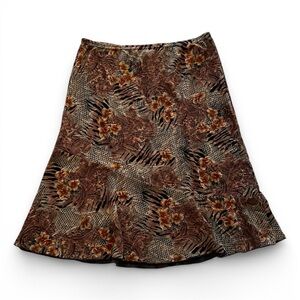 Animal Print and Floral A-Line Skirt